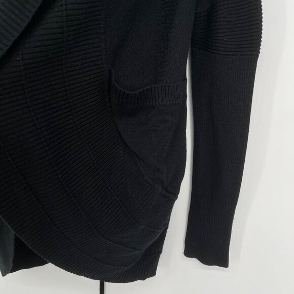 Lululemon Black Drawstring Ruched Back Open Cardigan Size 6 - Picture 4 of 7